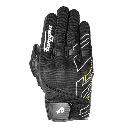 Gants Moto Furygan JET NEON D3O® Noir - Blanc - Jaune stab — Certifié CE - LE PRATIQUE DU MOTARD