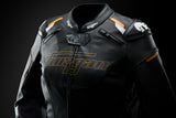 Blouson Cuir Moto Femme Racing Homologué AAA — Noir-Or, vue detail 1