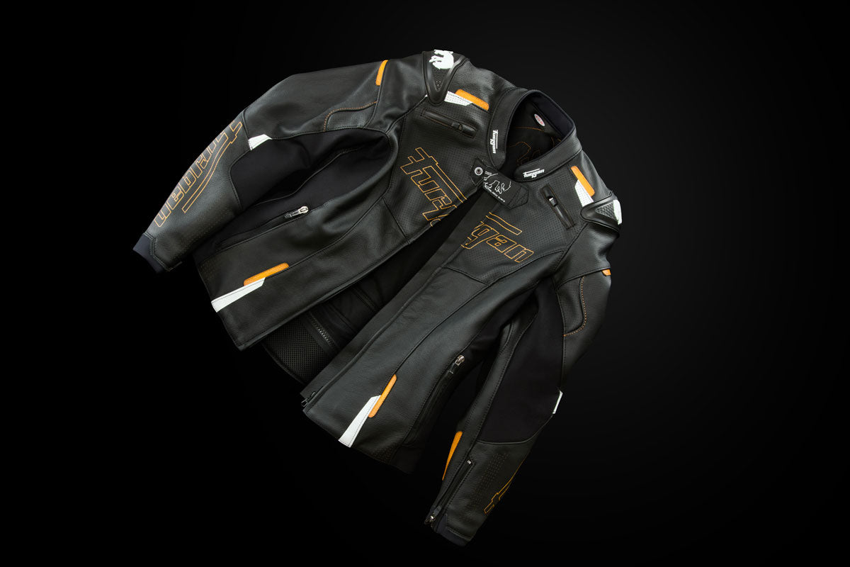 Blouson Cuir Moto Femme Racing Homologué AAA — Noir-Or, vue detail 4