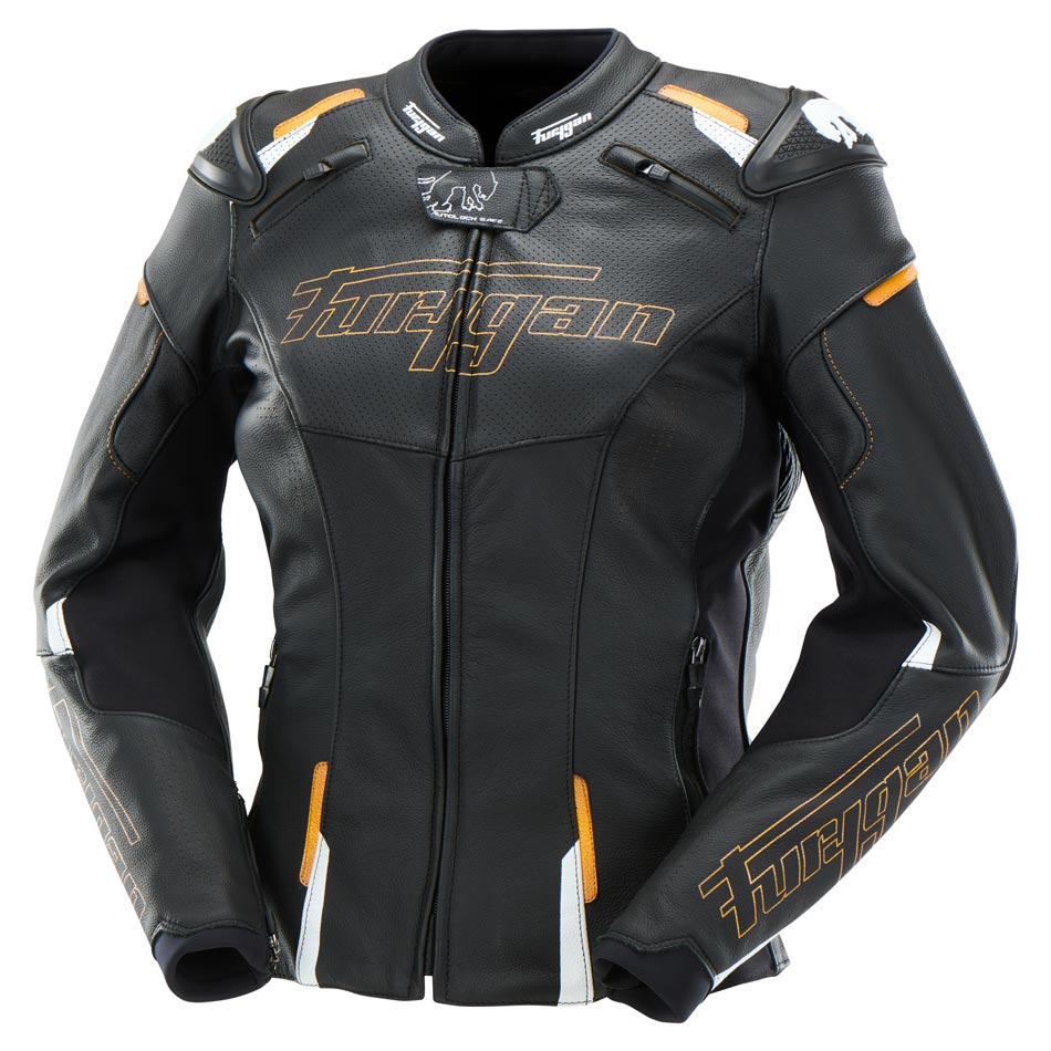 Blouson Cuir Moto Femme Racing Homologué AAA — Noir-Or, vue vue 3