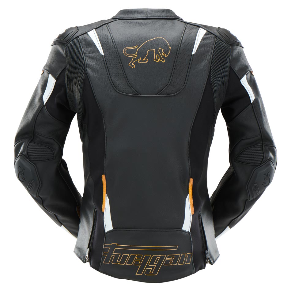 Blouson Cuir Moto Femme Racing Homologué AAA — Noir-Or, vue vue 2