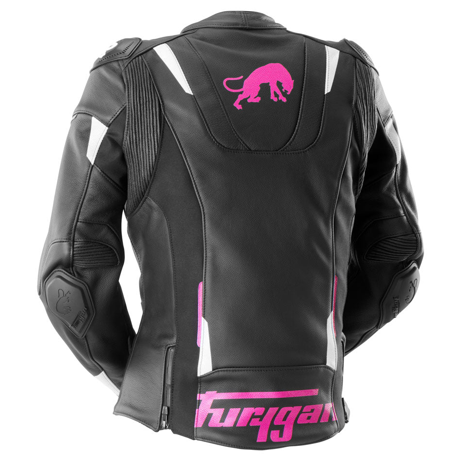 Blouson Moto Furygan RAPTOR LADY — Protection CE Niveau AAA Noir - Blanc - Rose - LE PRATIQUE DU MOTARD