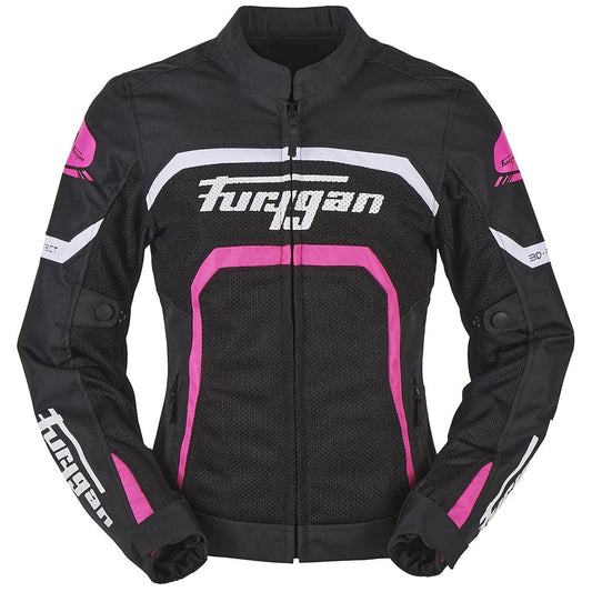 Blouson Moto Furygan MYSTIC EVO VENTED — Protection CE Niveau A Noir - Blanc - Rose - LE PRATIQUE DU MOTARD