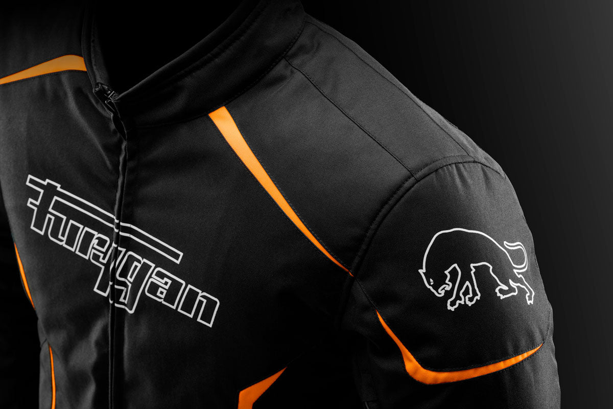Blouson Moto Furygan YORI — Protection CE Niveau AA Noir - Blanc - Orange stab - LE PRATIQUE DU MOTARD