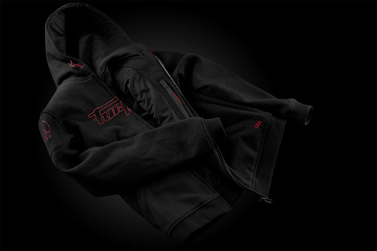 Blouson Moto Furygan LIVIO X KEVLAR® — Protection CE Niveau AA Noir - Rouge - LE PRATIQUE DU MOTARD