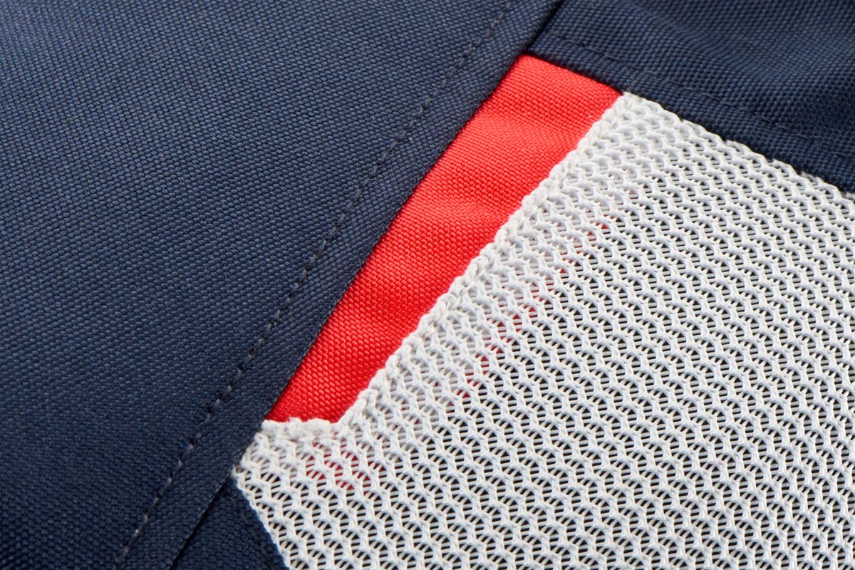 Blouson Moto Furygan BROOKS VENTED+ — Protection CE Niveau A Bleu - Pearl - Rouge - LE PRATIQUE DU MOTARD