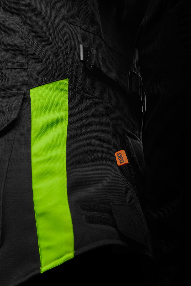 Blouson Moto Adventure Haute Visibilité Homologué AA — Noir-Jaune stab, vue detail 5