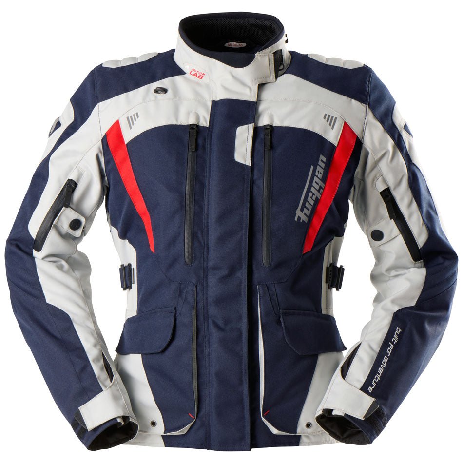 Blouson Moto Furygan APALACHES LADY EVO — Protection CE Niveau AA Bleu - Pearl - Rouge - LE PRATIQUE DU MOTARD