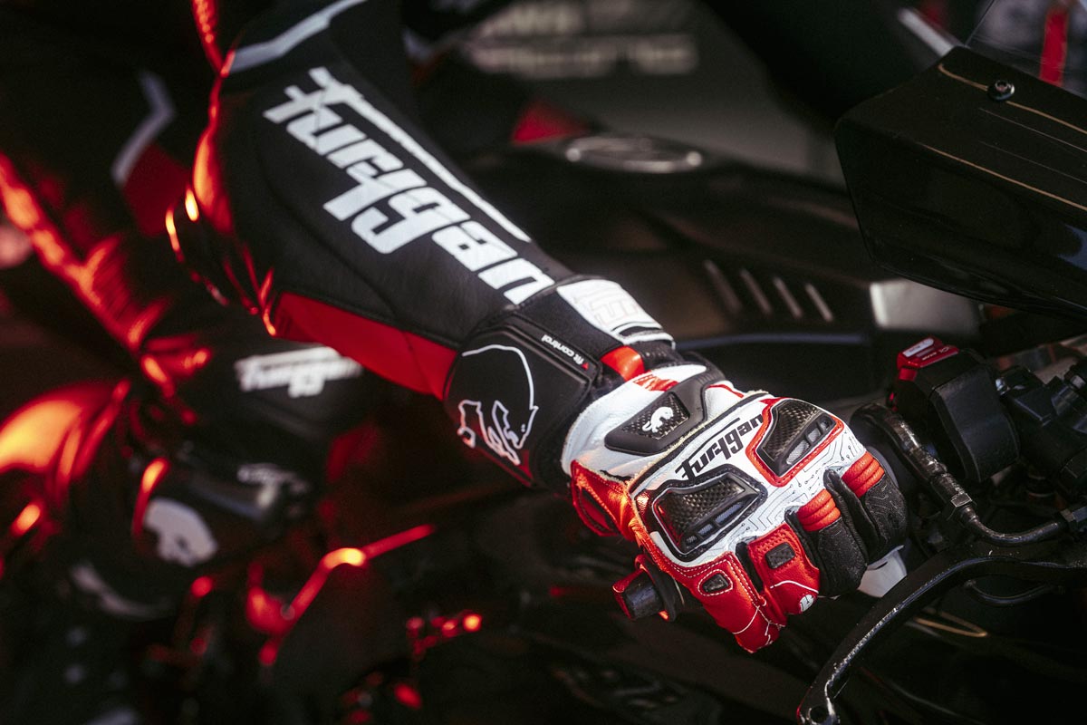 Gants Moto Furygan STYG20 X KEVLAR® Noir - Blanc - Rouge — Certifié CE - LE PRATIQUE DU MOTARD