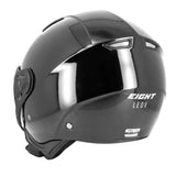 Casque jet moto aviateur - Eight Noir Brillanc - LE PRATIQUE DU MOTARD