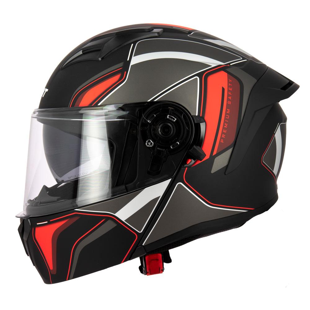 Casque modulable S551 Dual Face noir rouge — vue de profil
