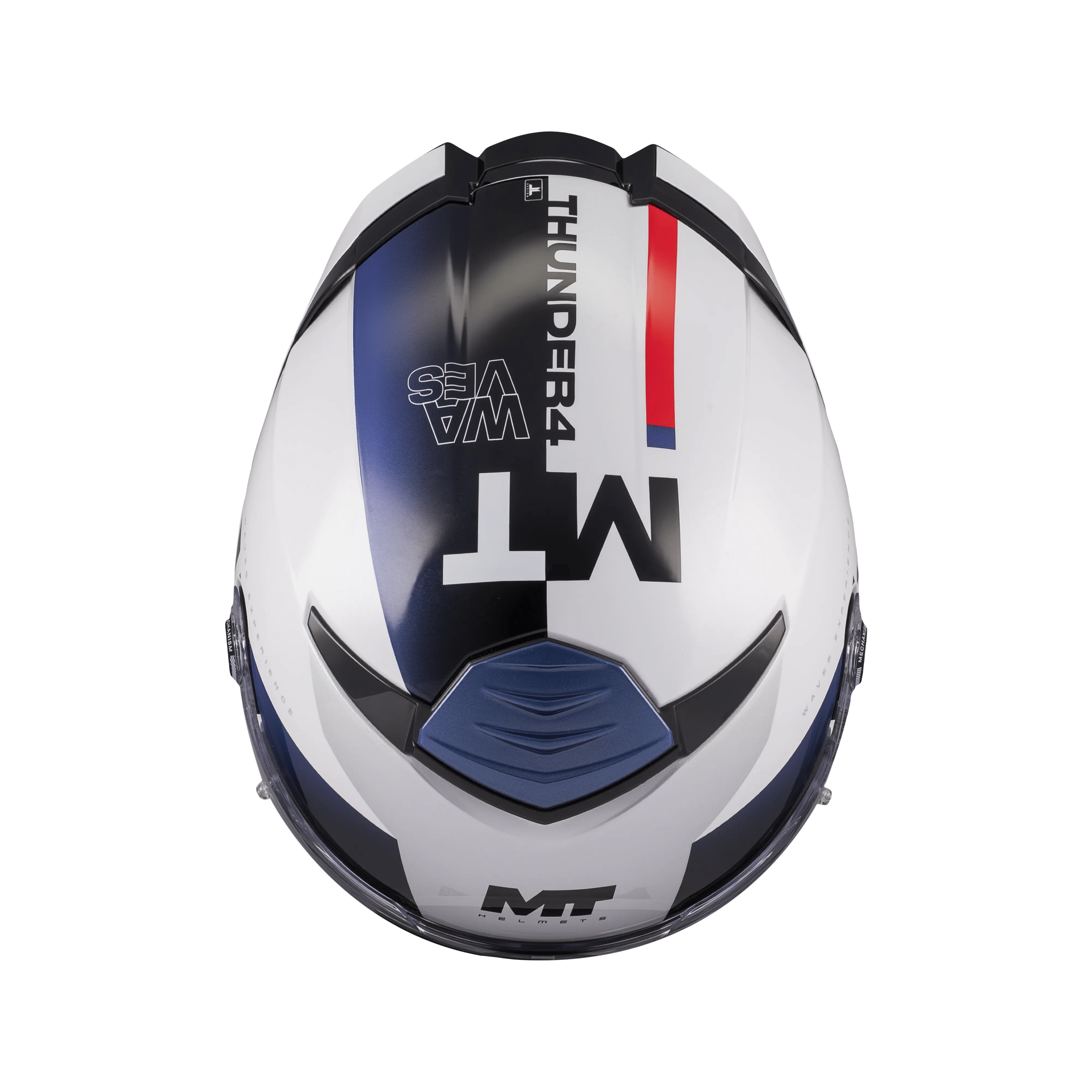 Casque Intégral MT Thunder 4 SV Waves Blanc/Marine Gloss — ECE 22.06 - LE PRATIQUE DU MOTARD