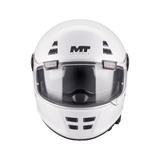 Casque intégral homologué ECE 22-06 blanc nacré de face, ventilations mentonnière ajourées