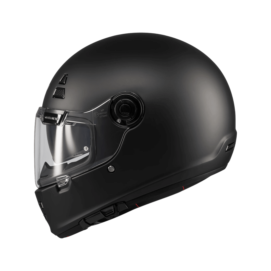 Casque intégral rétro MT Jarama SV noir mat de profil, ligne café racer - LE PRATIQUE DU MOTARD