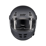 Casque intégral homologué ECE 22-06 gris mat de face, doubles ventilations mentonnière