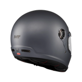 Casque intégral MT Jarama SV gris mat vu de l'arrière, mécanisme écran et coque sphérique
