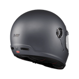 Casque intégral MT Jarama SV gris mat vu de l'arrière, mécanisme écran et coque sphérique
