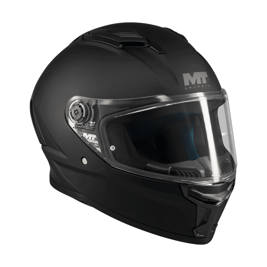 Casque intégral homologué ECE 22-06 Stinger 2 noir mat vue trois-quarts avant