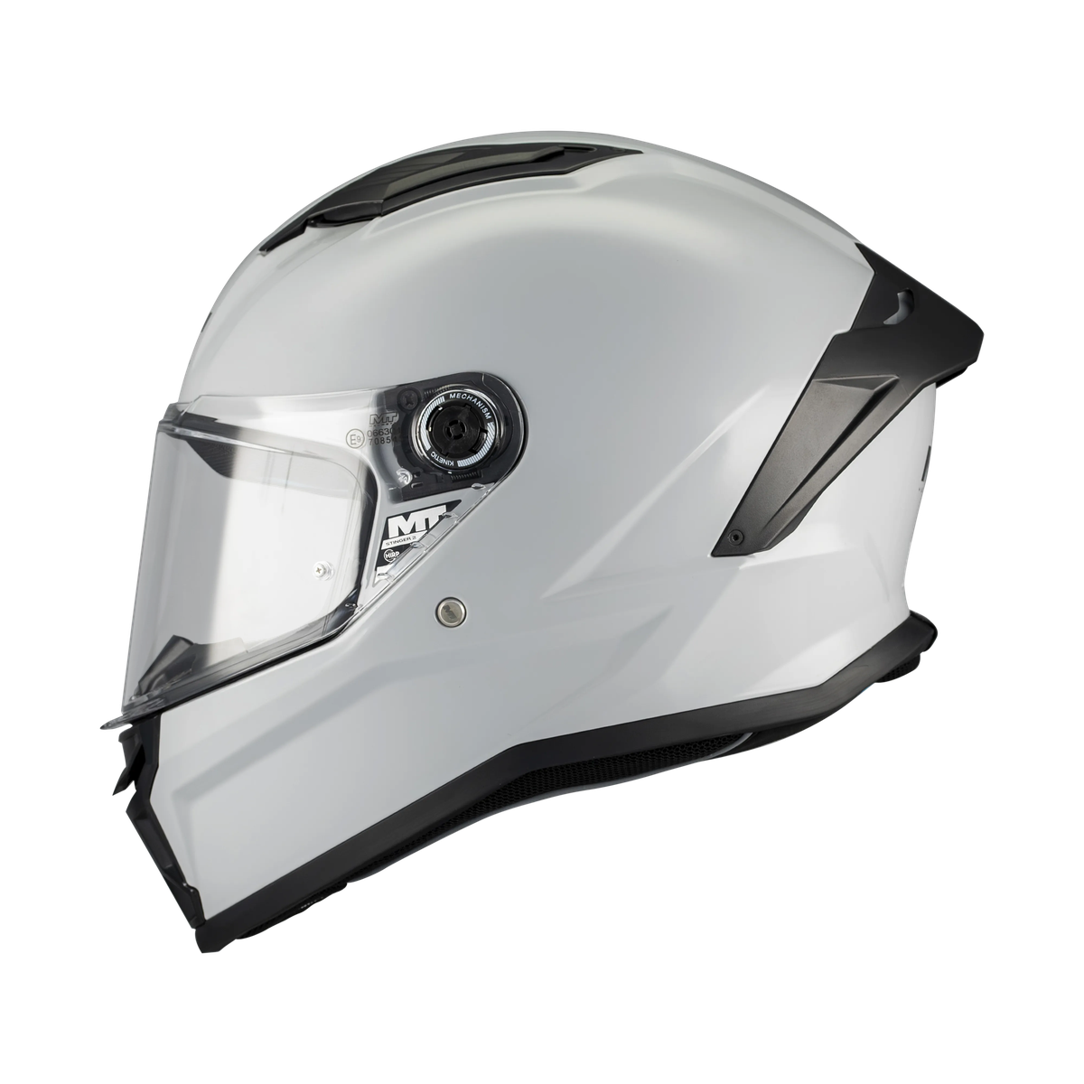 Casque intégral moto MT Stinger 2 gris brillant vue de profil visière fermée