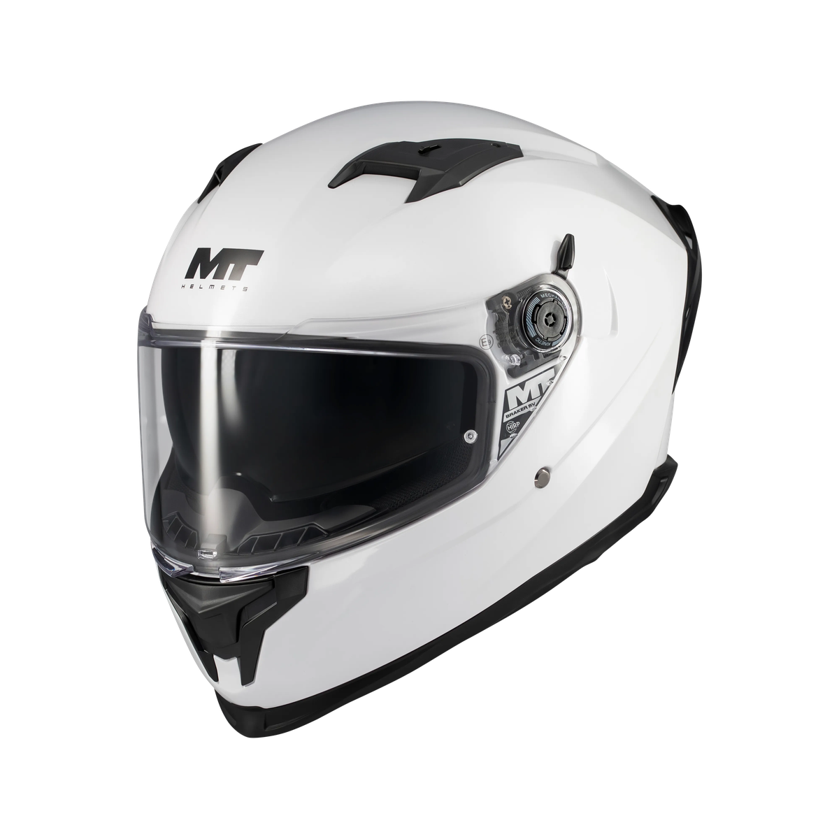 Casque intégral MT Braker SV blanc nacré vue trois-quarts avant visière fermée - LE PRATIQUE DU MOTARD