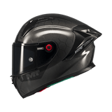 Casque intégral MT KRE+ S Pure noir gloss de profil gauche, texture fibre composite visible - LE PRATIQUE DU MOTARD