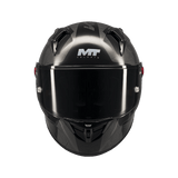 Casque intégral MT KRE+ S Pure noir gloss de face, écran fumé et ventilations frontales