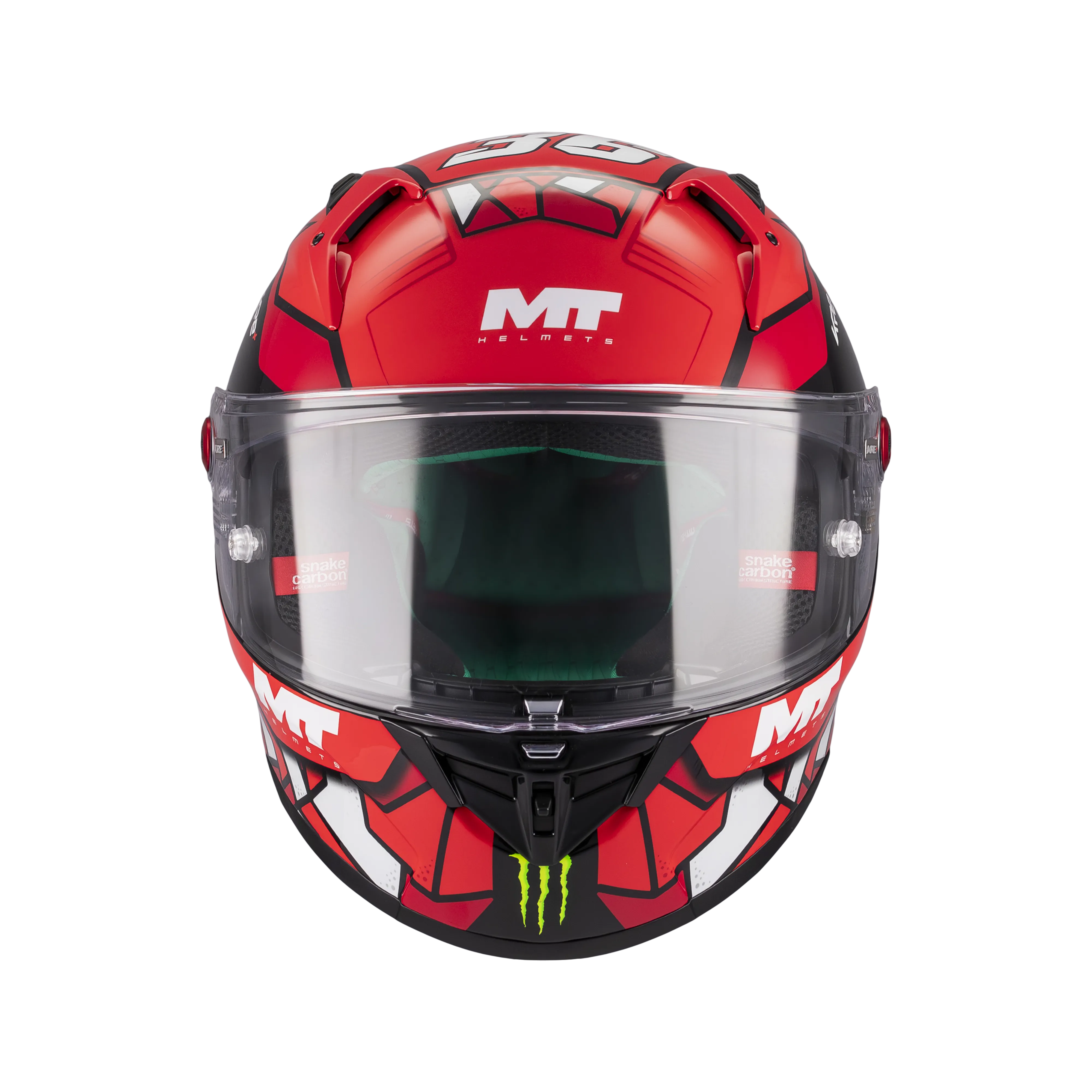 Casque intégral MT KRE+ S Piqueras de face, écran clair et ventilations frontales