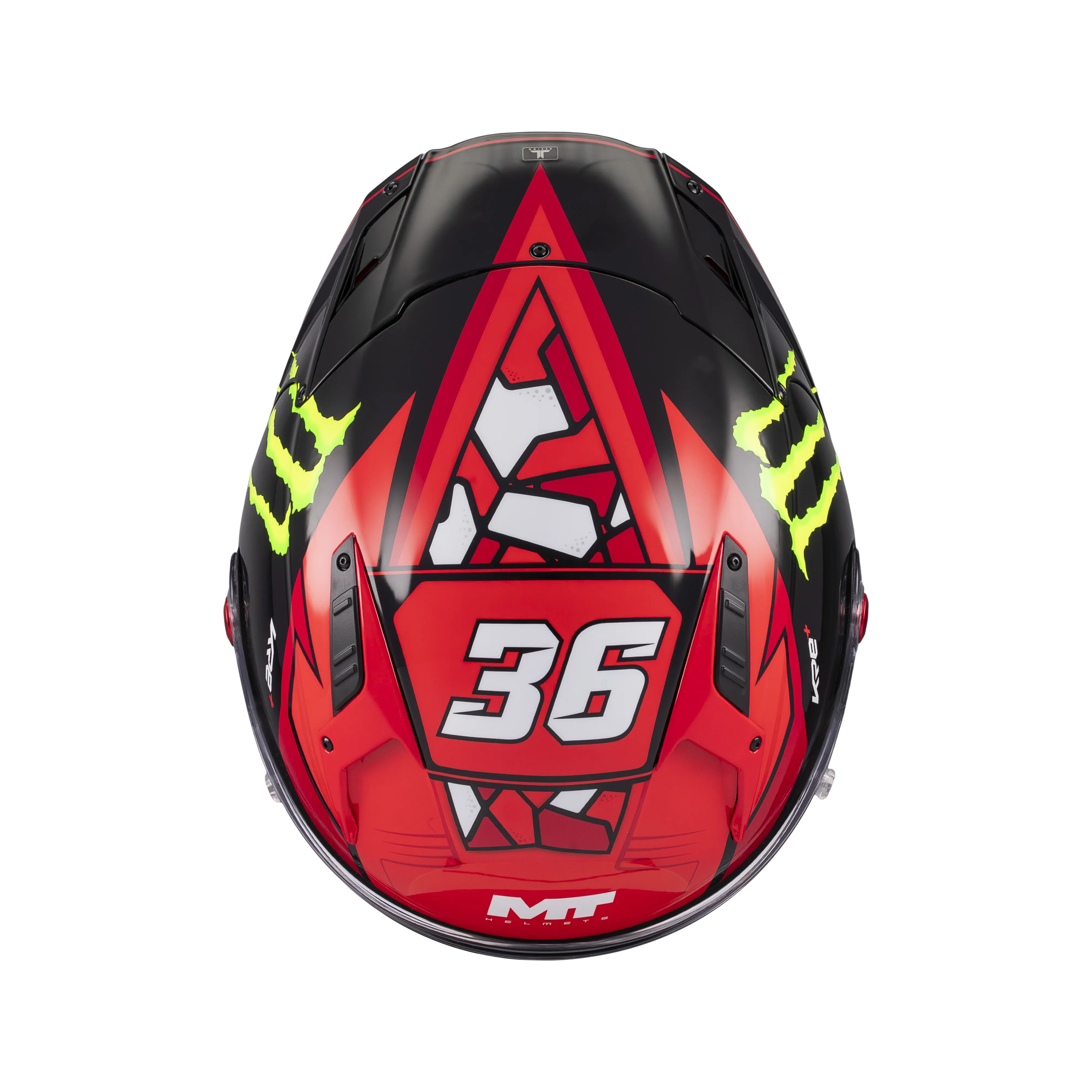 Casque intégral MT KRE+ S Piqueras vue de dessus, numéro 36 et aérations supérieures