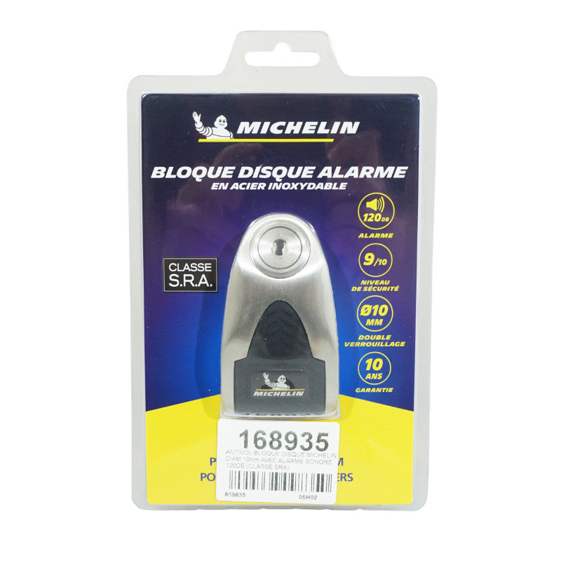 Antivol Bloque Disque Michelin Inox (Diam 10Mm) Avec Alarme Sonore 120 Db (Classe Sra) (Garantie 10 Ans)