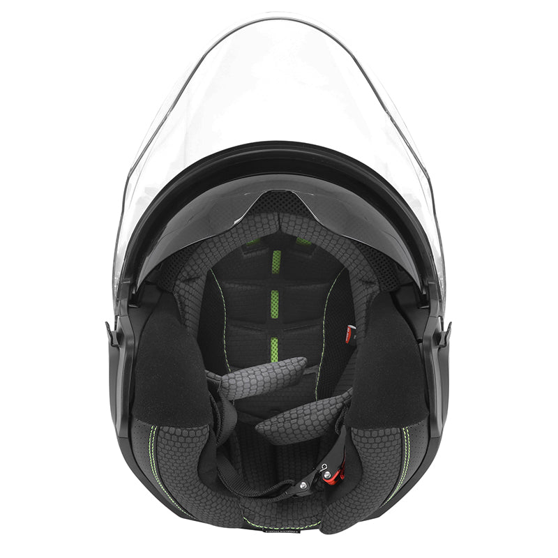 Casque jet ADX AJ300 Noir Mat — intérieur du casque, écran relevé
