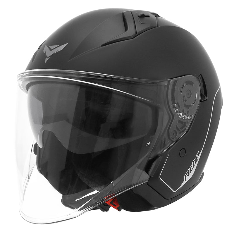 Casque jet ADX AJ300 Noir Mat — vue trois-quarts avant, second angle