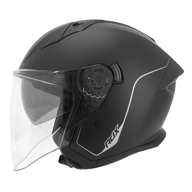 Casque jet ADX AJ300 Noir Mat — profil avec écran long