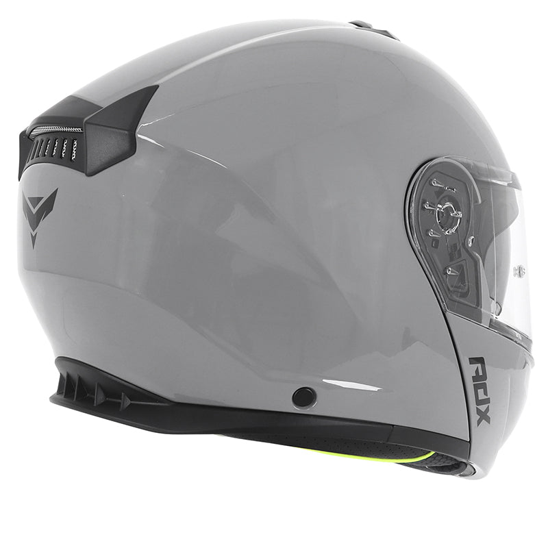 Casque modulable ADX AM600 Gris Brillant — vue trois-quarts arrière, côté droit