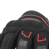 Gants moto hiver Detroit Noir/Rouge — gros plan des articulations et du liseré rouge