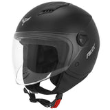 Casque jet ADX AJ050 Noir Mat — vue trois-quarts avant, côté droit