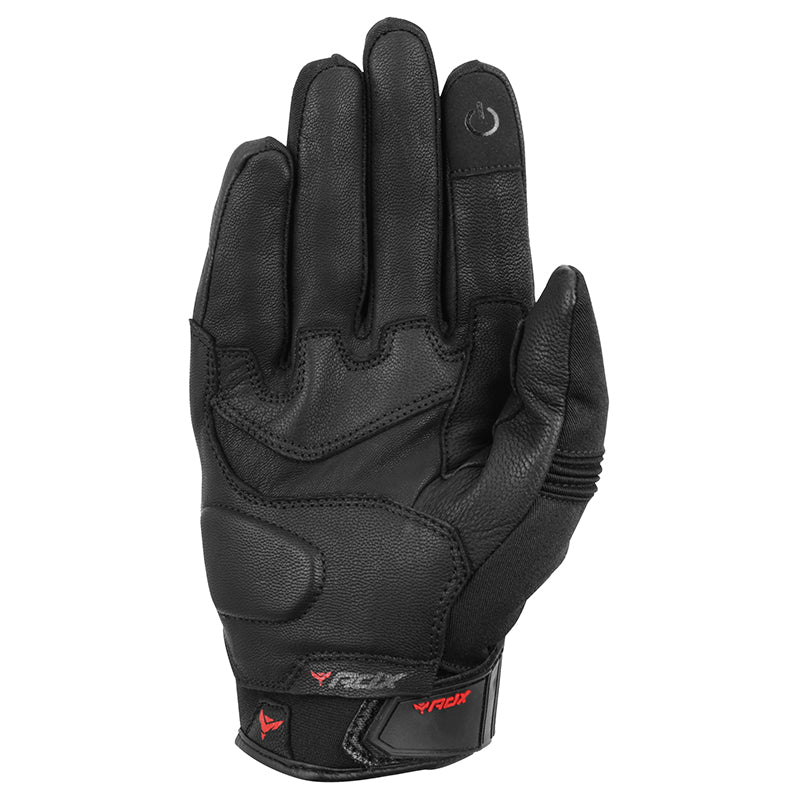 Gants moto mi-saison Metropolis Noir/Gris — côté paume, cuir noir