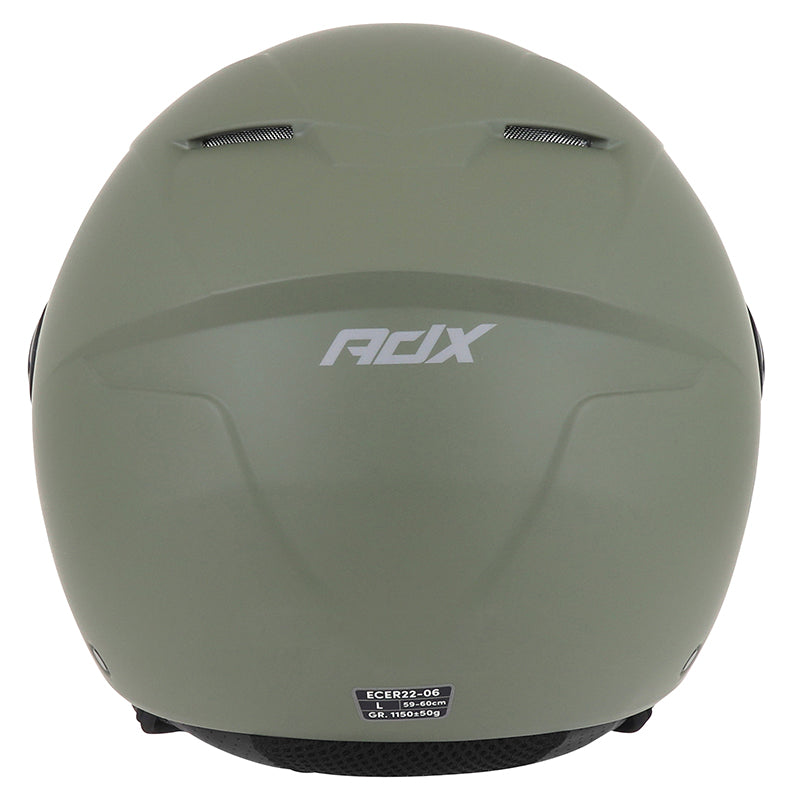 Casque jet ADX AJ020 Vert Olive Mat — vue arrière