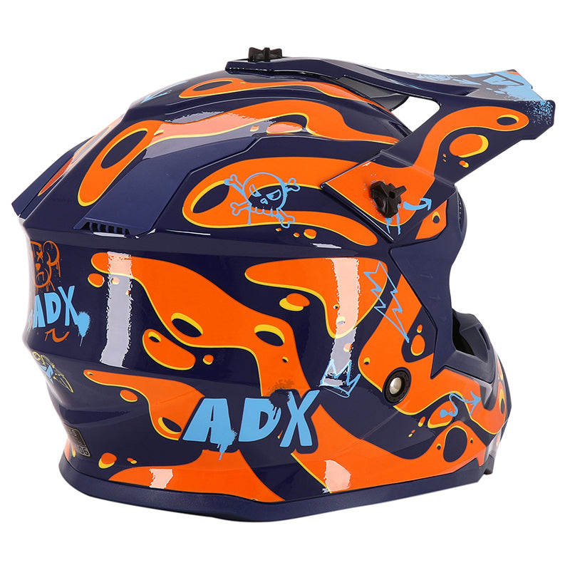 Casque cross enfant ADX ACK Violet/Orange/Bleu Brillant — vue trois-quarts arrière, côté droit
