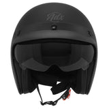 Casque jet ADX AJ400 Noir Mat — vue de face avec casquette