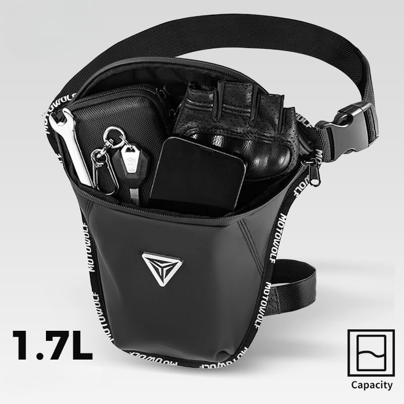 Sacoche Cuisse Moto Étanche MB6 - Imperméable 1,7L Noir - LE PRATIQUE DU MOTARD