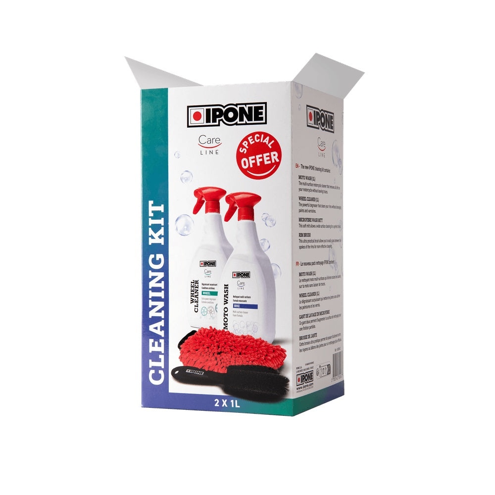 Pack Nettoyage Moto Ipone Cleaning Kit - Moto Wash Wheel Cleaner gant brosse jantes