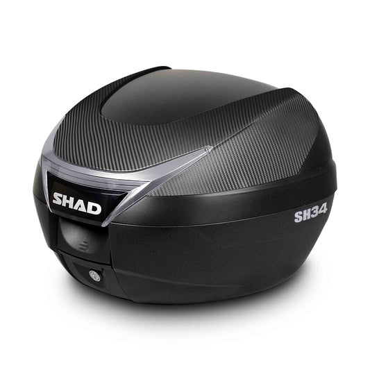 Top Case SHAD SH34 Carbon — Top Case Moto 34L Look Carbone - LE PRATIQUE DU MOTARD