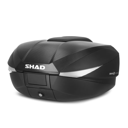 Top Case SHAD SH58X Carbon — Top Case Extensible 58 - 68L Carbone - LE PRATIQUE DU MOTARD