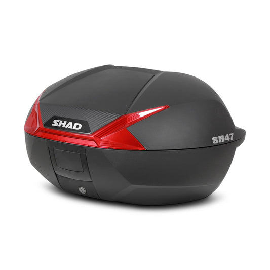 Top Case SHAD SH47 Réflecteur Rouge — Top Case Moto 47L Sécurité - LE PRATIQUE DU MOTARD