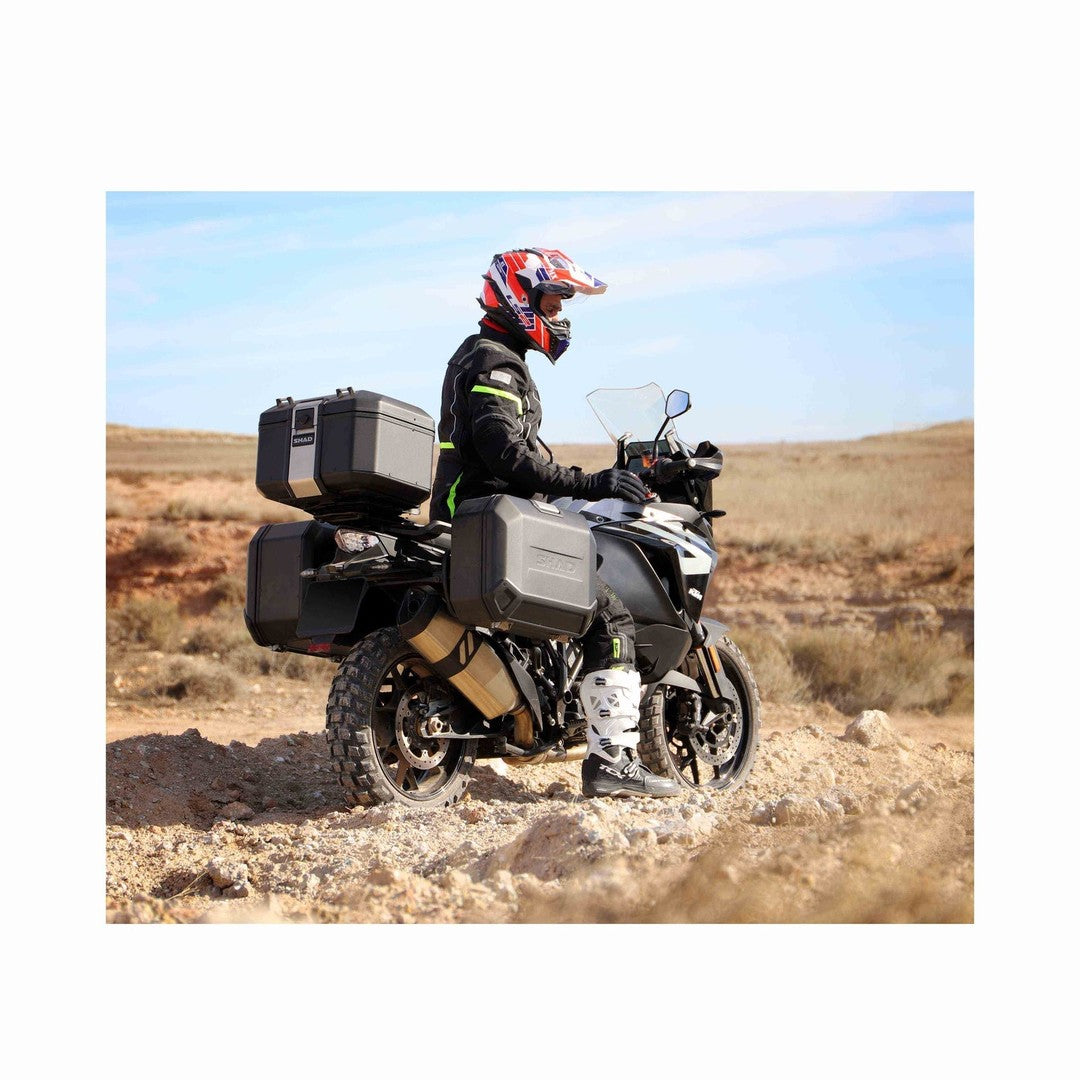 Valise Latérale Gauche SHAD TR36L Terra Black — Sacoche 36L Alu Noir Mat - LE PRATIQUE DU MOTARD