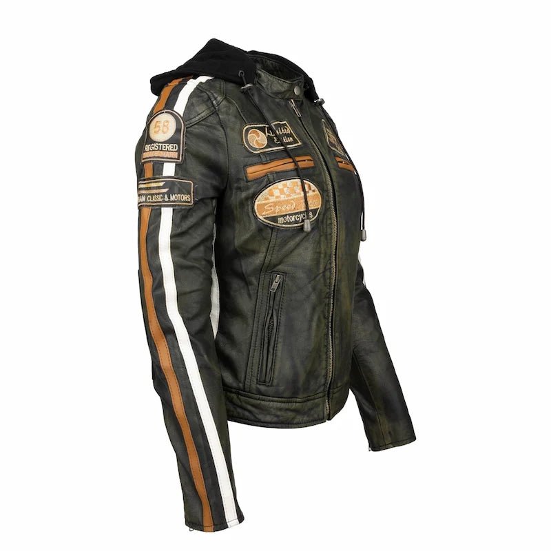 Blouson cuir moto rétro chic pour femme | LEGENDARY 58™ - LE PRATIQUE DU MOTARD