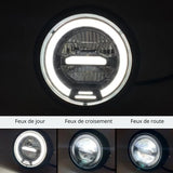 Phare rond moto LED avec veilleuse Angel Eyes - LE PRATIQUE DU MOTARD