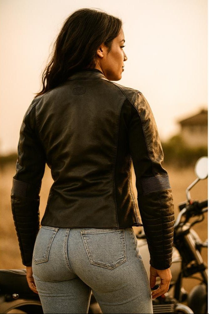 Blouson cuir Moto Femme FELINE™ - Cuir Haut de Gamme & Protection CE - LE PRATIQUE DU MOTARD