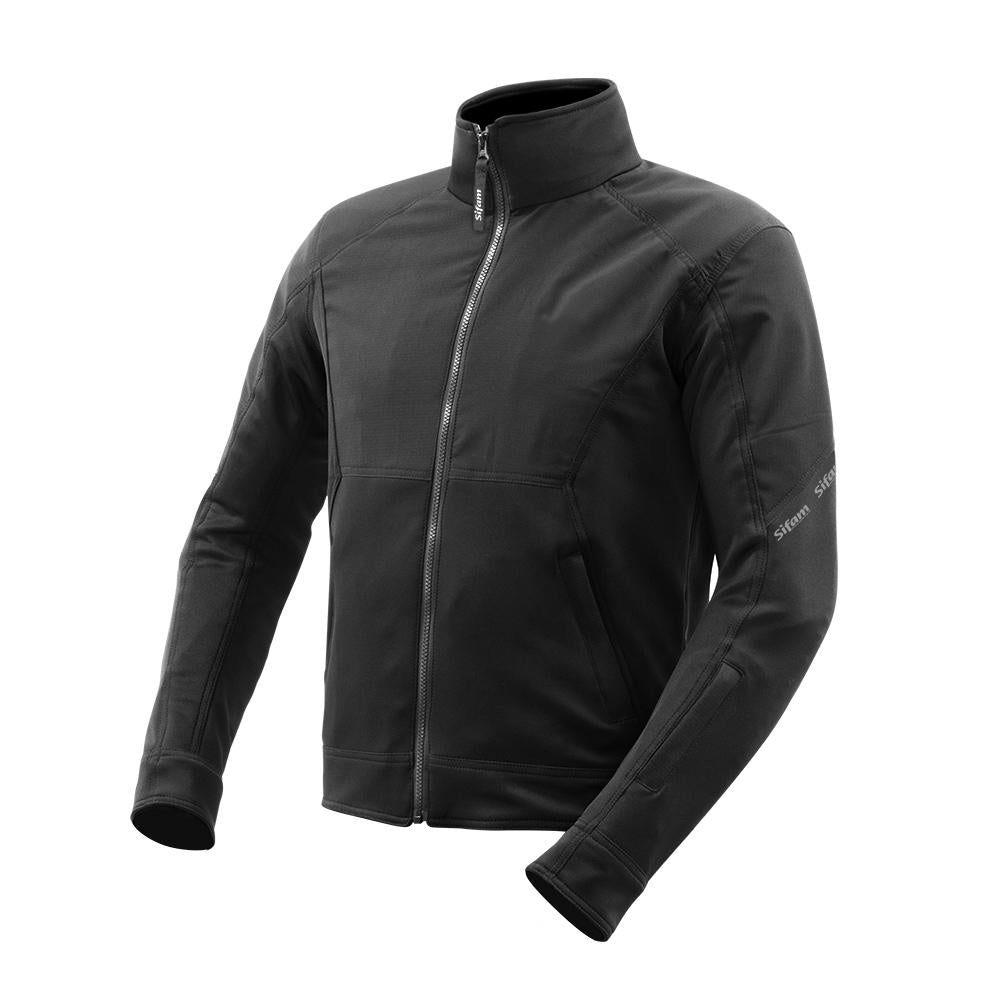Blouson casual STEALTH SQUAD noir — vue trois-quarts avant, face unie sans logo