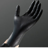 Gants Nitrile Noir ultra résistant – 8 Mil, Texture Diamant, Jetables